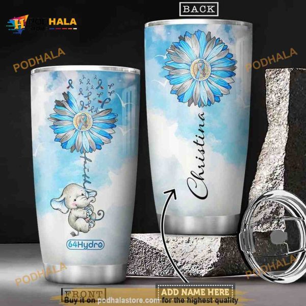 Elephant Diabetes Personalized Cancer Sunflower Coffee Tumbler