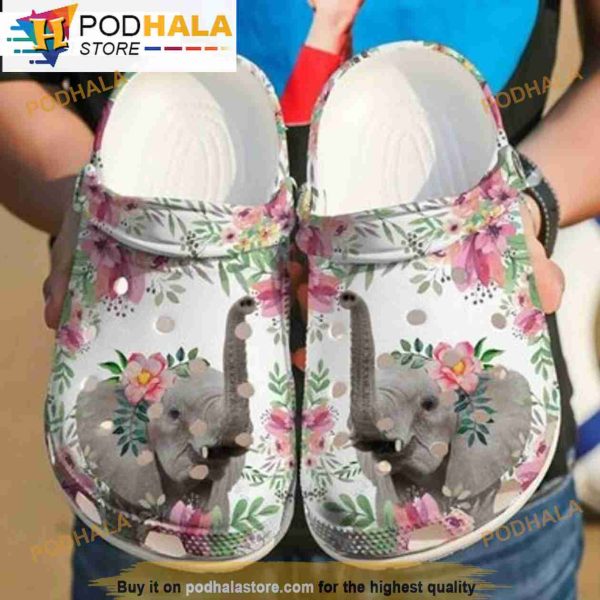 Elephant Floral Pattern Crocband 3D Crocs