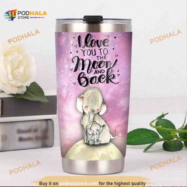 Elephant I Love You To The Moon And Black Coffee Tumbler