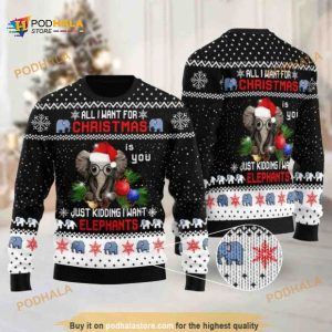 Elephant Lover Chirstmas Ugly Wool Sweater