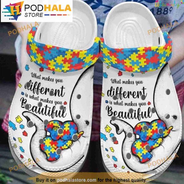 Elephant Mom And Her Baby Different Makes You Beautiful Puzzle Piece Crocband 3D Crocs