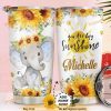 Elephant Sunflower Personalized You Are My Sunshine Coffee Tumbler