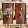 Elephant Sunflowers Personalized Leatherette Coffee Tumbler