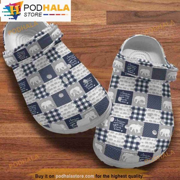 Elephants Checkered Pattern Crocband 3D Crocs