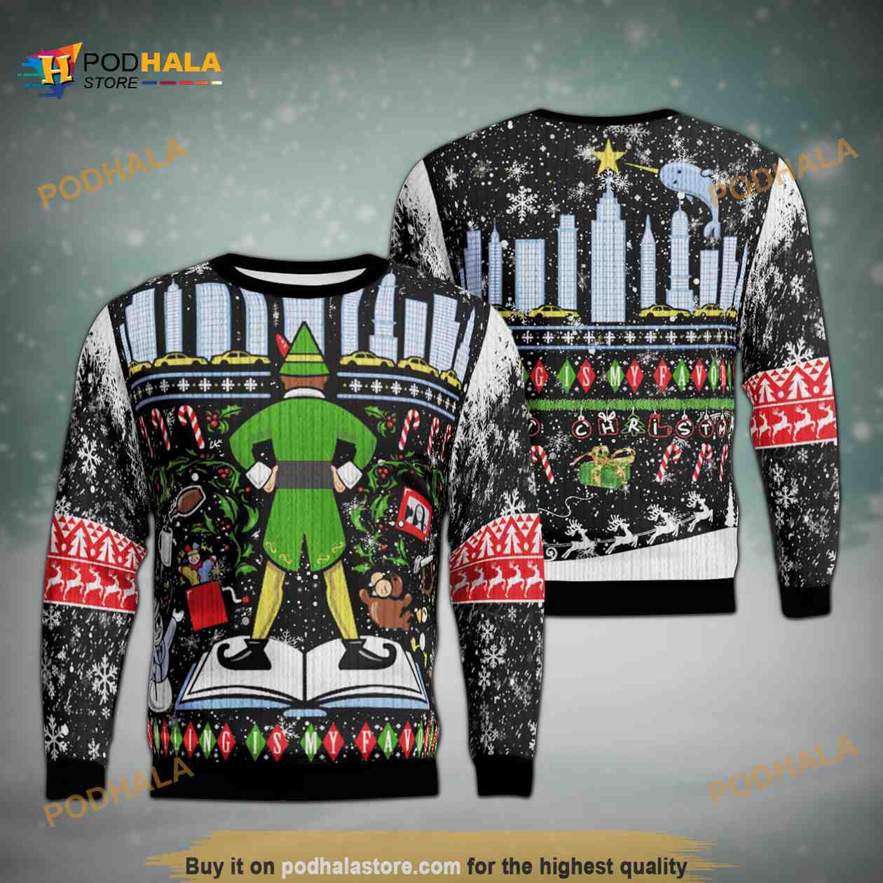 Elf And The City Ugly Christmas Sweater Elf And The City Ugly Christmas Sweater