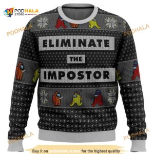 Eliminate The Impostor Among Us Xmas Ugly Wool Sweater