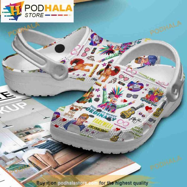 Elton Jonh Music Pattern Crocband 3D Crocs Clog Shoes