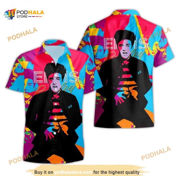 Elvis Presley Funny Hawaiian Shirt, Colorful Pattern Gift For Music Fans