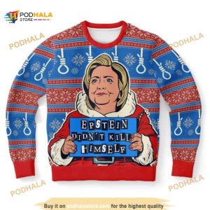 Epstein Didn’t Kill Himself Ugly Christmas Hillary Wool Sweater