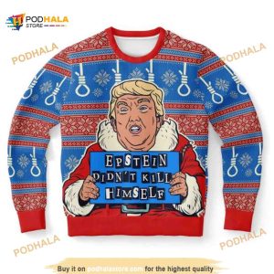 Epstein Didn’t Kill Himself Ugly Christmas Trump Wool Sweater