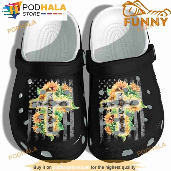 Faith Sunflower Crocband 3D Crocs Shoes Clogs