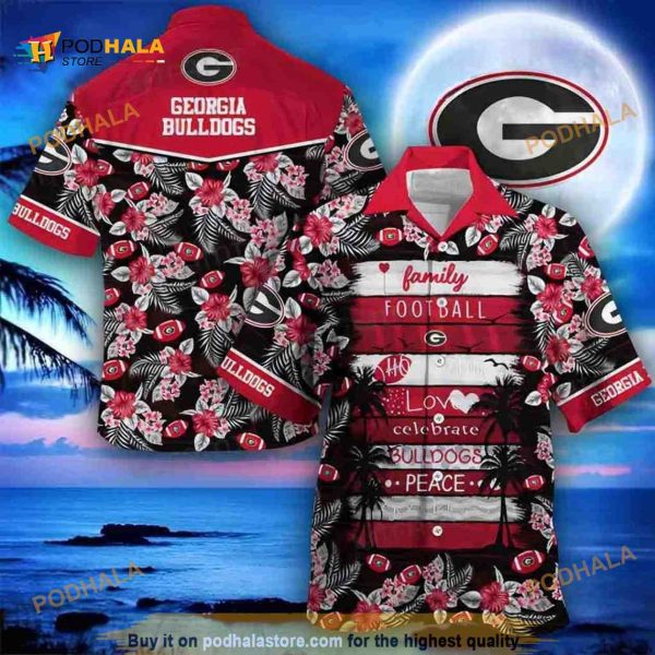 Family Football Love Celebrate Georgia Bulldogs Peace UGA Funny Hawaiian Shirt