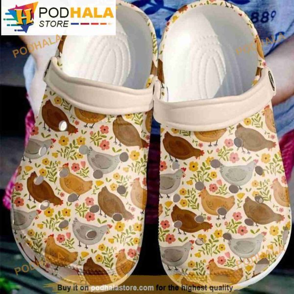 Farmer Chicken Floral Gifts Crocband 3D Crocs Clog Shoes