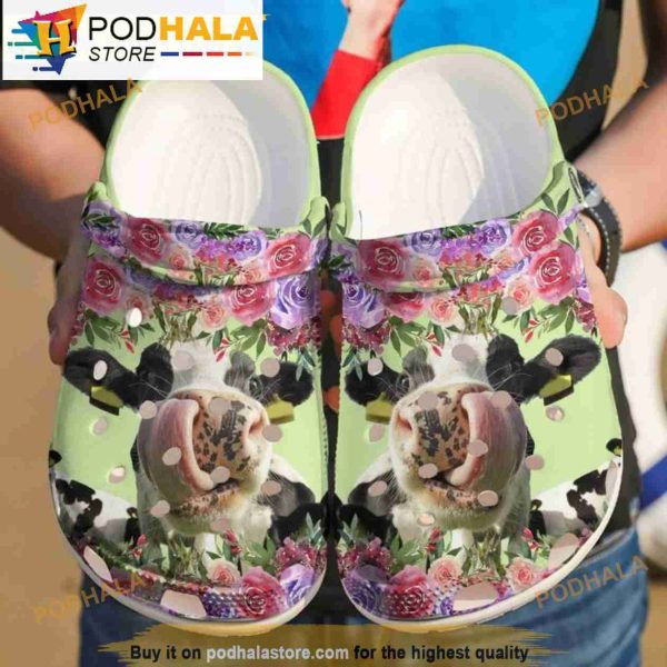 Farmer Crazy Cow Flower Crocband 3D Crocs