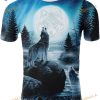 Fashion Novelty Wolf Pattern Print Men's Lithe Shirt