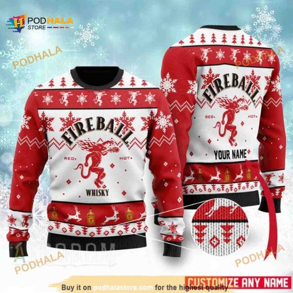 Fireball Personalized Xmas Ugly Christmas Sweater