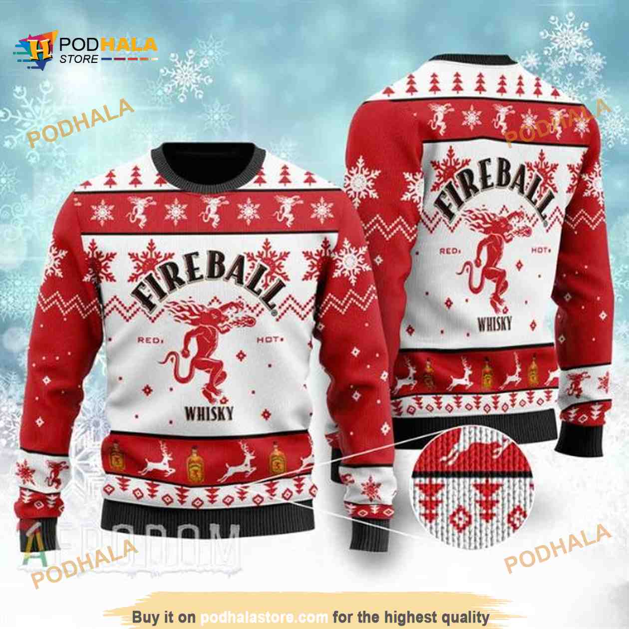 Fireball Whisky Drink Lover Ugly Wool Sweater Fireball Whisky Drink Lover Ugly Wool Sweater