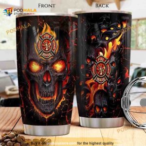 Firefighter Skull Stainless Steel Cup Coffee Tumbler