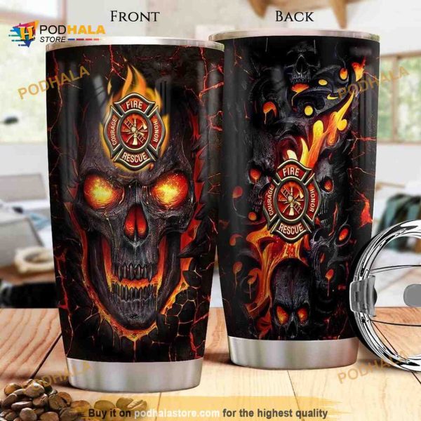 Firefighter Skull Stainless Steel Cup Coffee Tumbler