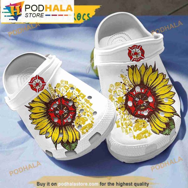 Firefighter Sunflower Gifts Crocband 3D Crocs Slippers