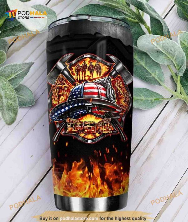 Firefighter Symbols In Fire Stainless Steel Cup Coffee Tumbler