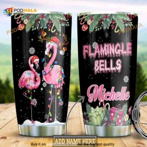 Flamingo Christmas Personalized 8 Gift Travel Coffee Tumbler