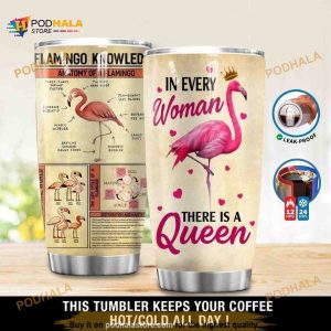 Flamingo Knowledge In Every Woman Stainless Steel Cup Coffee Tumbler
