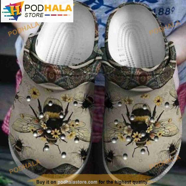 Floral Bee Mandala Pattern Crocband 3D Crocs