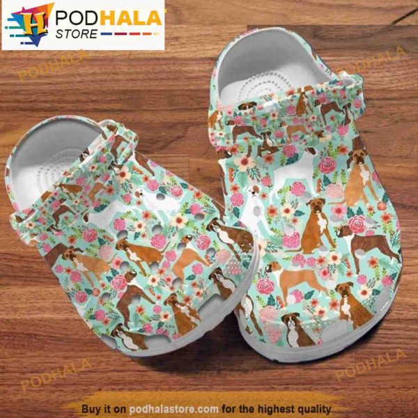 Floral Boxer Pattern Dog 3D Crocs Crocband