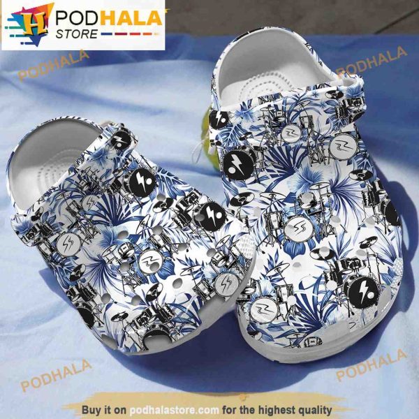 Floral Drum Set Music 3D Crocs Crocband Clog Shoes