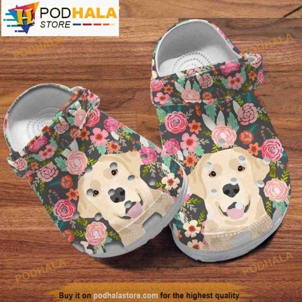 Floral Labrador Dog Art 3D Crocs Crocband