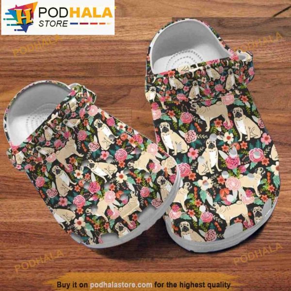 Floral Pug Flower Dog Mom 3D Crocs Crocband