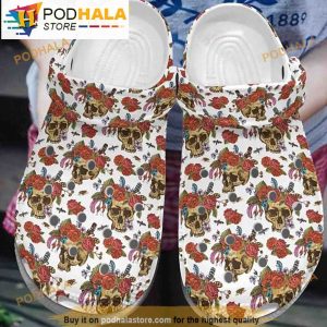Floral Skull Pattern Gifts 3D Crocs Crocband Slippers
