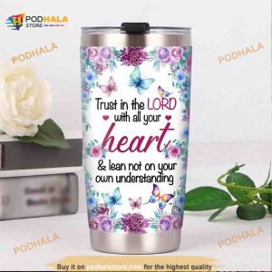 Flower Butterfly Heart Gift Travel Coffee Tumbler
