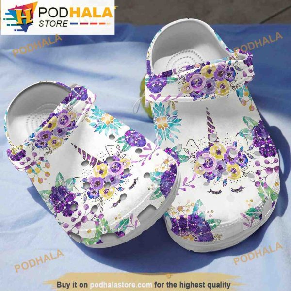 Flower Purple Unicorn 3D Crocs Crocband