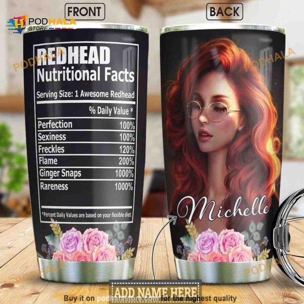 Flower Redhead Personalized 10 Gift Travel Coffee Tumbler