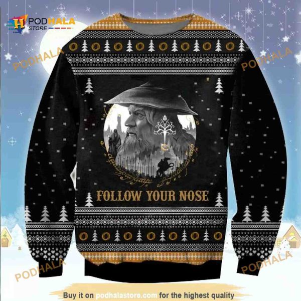 Follow Your Nose LOTR Ugly Christmas Wool Sweater