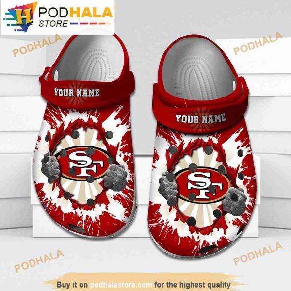 Football Customized Hands Ripping Light Sf 49ers NFL 3D Crocs Clog Shoes