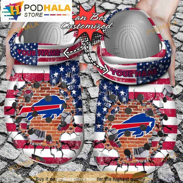 Football Personalized Bills American Flag Breaking Wall Nfl NFL 3D Crocs