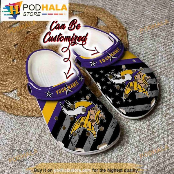 Football Personalized Mn Vikings America Flag NFL 3D Crocs