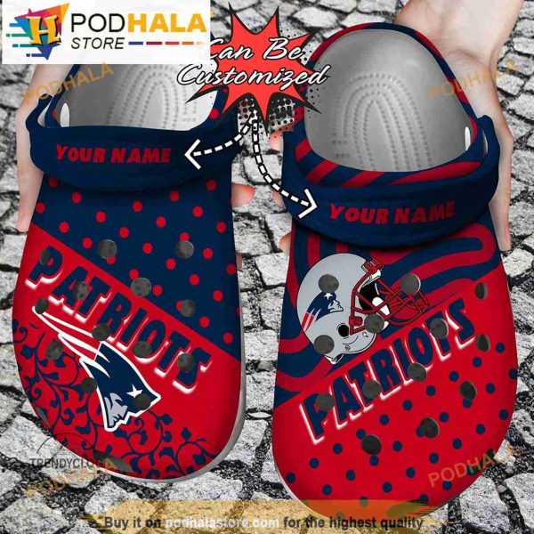 Football Personalized Polka Dots New England Patriots NFL 3D Crocs