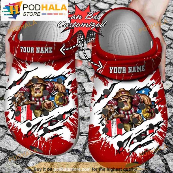 Football Personalized Sf 49ers Mascot Ripped Flag NFL 3D Crocs Clogs Shoes