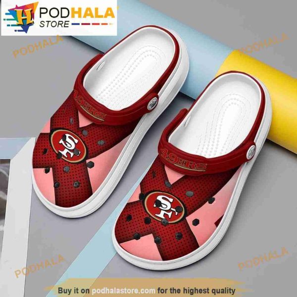 Football Red And Pink Sf 49ers NFL 3D Crocs Slippers