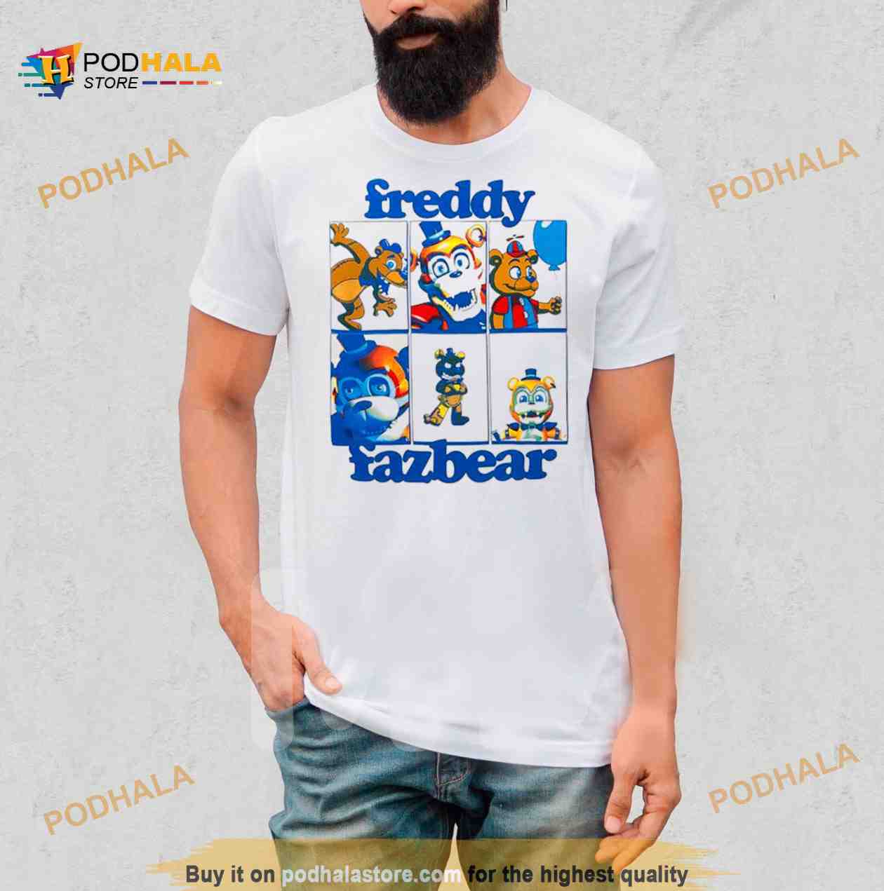Freddy Fazbear Grid Boyfriend Fit Girls Shirt Freddy Fazbear Grid Boyfriend Fit Girls Shirt