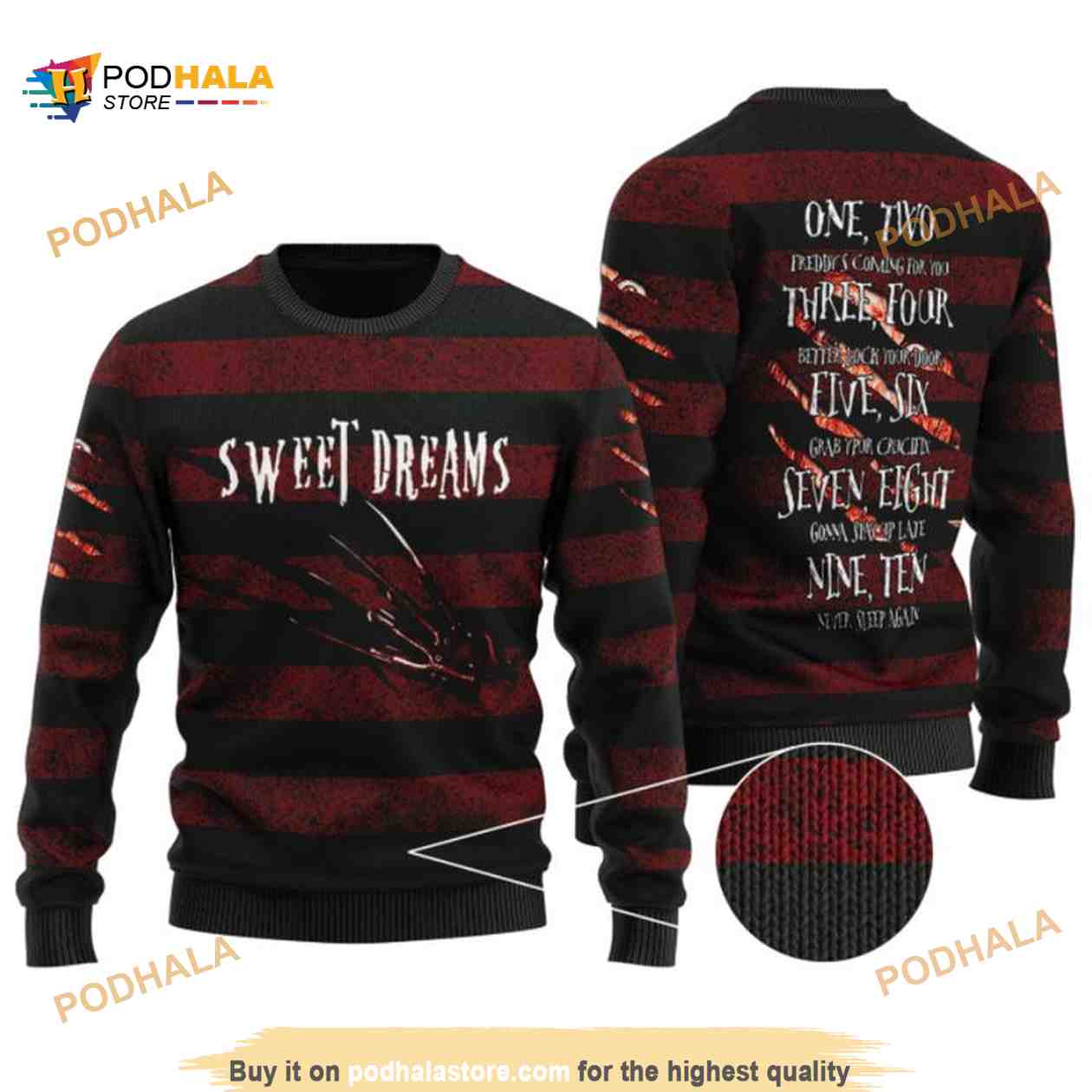 Freddy Krueger Nightmare On Elm Street Ugly Wool Sweater Freddy Krueger Nightmare On Elm Street Ugly Wool Sweater
