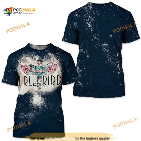 Freebird Bleached All Over Print 3D Shirt