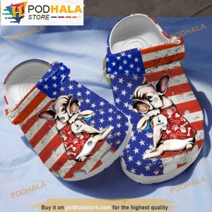 French Bulldog Puppy I Love Moms 4th Of July Dog In 3D Crocs Crocband
