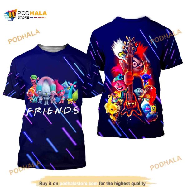 Friends Trolls Neon Button Overalls Patterns Disney Unisex 3D Shirt