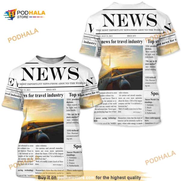 Front Page Newspaper Print 3D Shirt