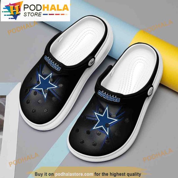 Full Black Dallas Cowboys 3D Crocs Crocband Slippers